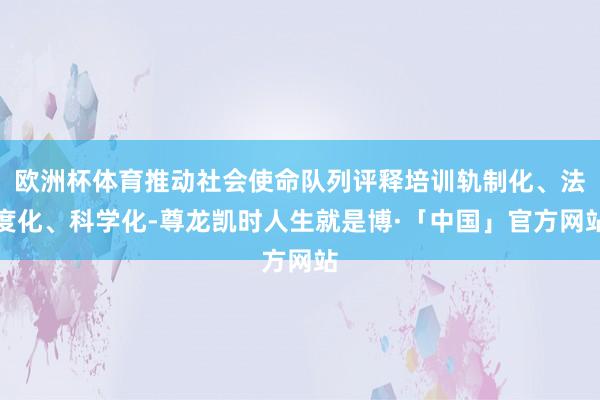 欧洲杯体育推动社会使命队列评释培训轨制化、法度化、科学化-尊龙凯时人生就是博·「中国」官方网站
