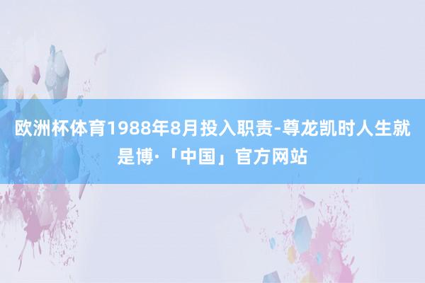 欧洲杯体育1988年8月投入职责-尊龙凯时人生就是博·「中国」官方网站