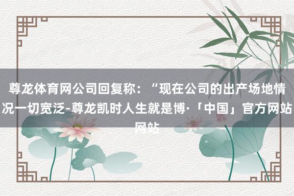 尊龙体育网公司回复称：“现在公司的出产场地情况一切宽泛-尊龙凯时人生就是博·「中国」官方网站