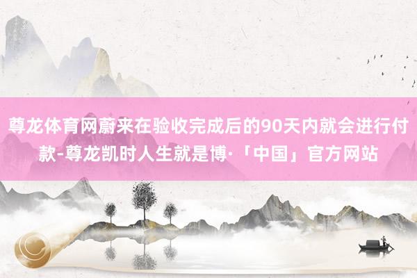 尊龙体育网蔚来在验收完成后的90天内就会进行付款-尊龙凯时人生就是博·「中国」官方网站