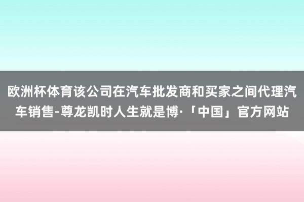 欧洲杯体育该公司在汽车批发商和买家之间代理汽车销售-尊龙凯时人生就是博·「中国」官方网站