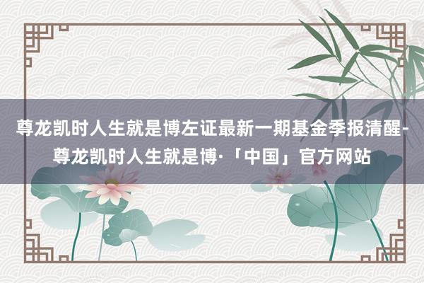 尊龙凯时人生就是博左证最新一期基金季报清醒-尊龙凯时人生就是博·「中国」官方网站