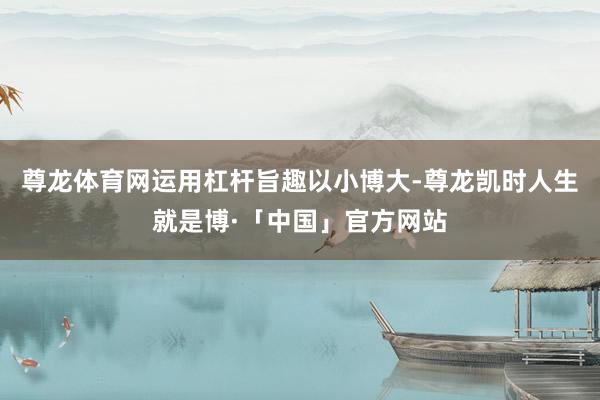 尊龙体育网运用杠杆旨趣以小博大-尊龙凯时人生就是博·「中国」官方网站