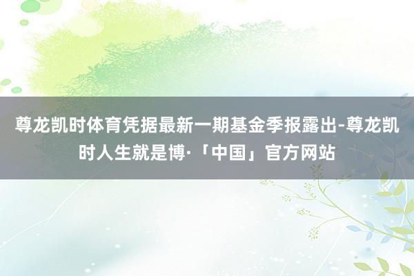尊龙凯时体育凭据最新一期基金季报露出-尊龙凯时人生就是博·「中国」官方网站