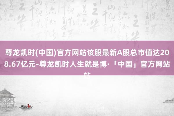 尊龙凯时(中国)官方网站该股最新A股总市值达208.67亿元-尊龙凯时人生就是博·「中国」官方网站