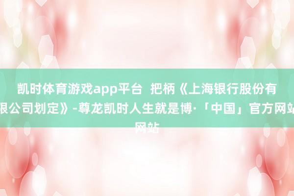 凯时体育游戏app平台  把柄《上海银行股份有限公司划定》-尊龙凯时人生就是博·「中国」官方网站