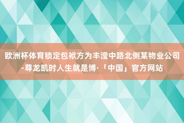欧洲杯体育锁定包袱方为丰滢中路北侧某物业公司-尊龙凯时人生就是博·「中国」官方网站