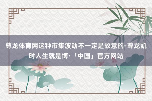 尊龙体育网这种市集波动不一定是故意的-尊龙凯时人生就是博·「中国」官方网站