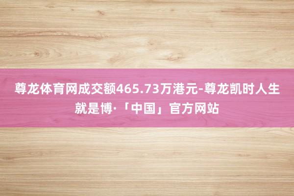 尊龙体育网成交额465.73万港元-尊龙凯时人生就是博·「中国」官方网站