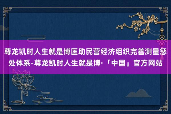尊龙凯时人生就是博匡助民营经济组织完善测量惩处体系-尊龙凯时人生就是博·「中国」官方网站