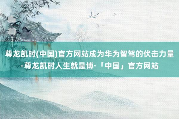尊龙凯时(中国)官方网站成为华为智驾的伏击力量-尊龙凯时人生就是博·「中国」官方网站