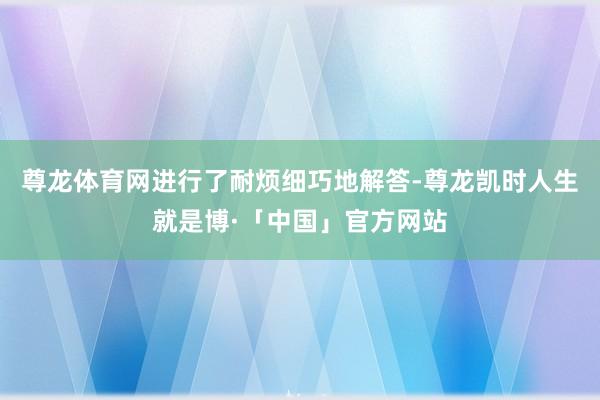 尊龙体育网进行了耐烦细巧地解答-尊龙凯时人生就是博·「中国」官方网站