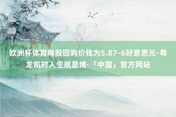欧洲杯体育每股回购价钱为5.87-6好意思元-尊龙凯时人生就是博·「中国」官方网站