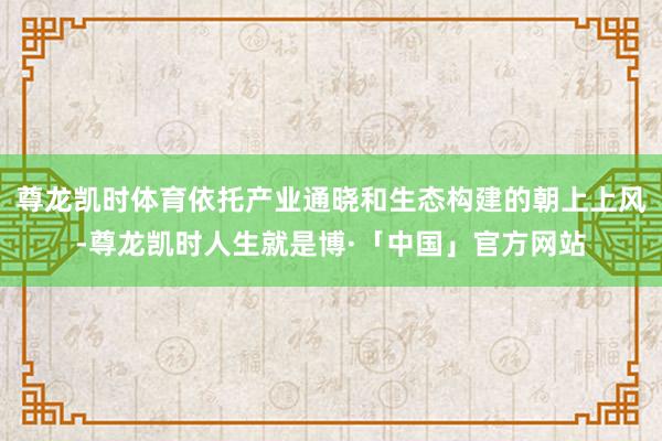 尊龙凯时体育依托产业通晓和生态构建的朝上上风-尊龙凯时人生就是博·「中国」官方网站