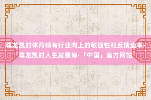 尊龙凯时体育领有行业向上的敏捷性和反馈速率-尊龙凯时人生就是博·「中国」官方网站