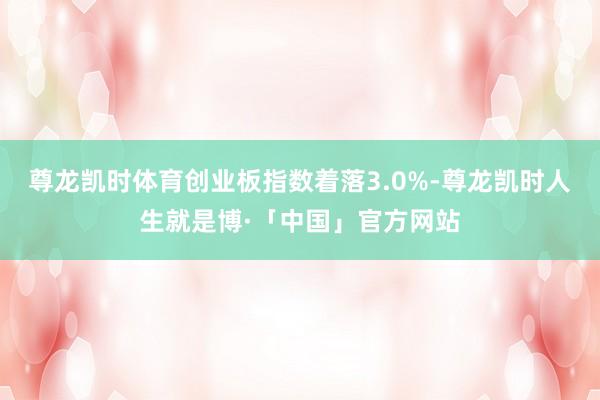 尊龙凯时体育创业板指数着落3.0%-尊龙凯时人生就是博·「中国」官方网站