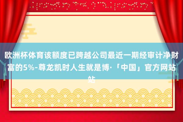 欧洲杯体育该额度已跨越公司最近一期经审计净财富的5%-尊龙凯时人生就是博·「中国」官方网站