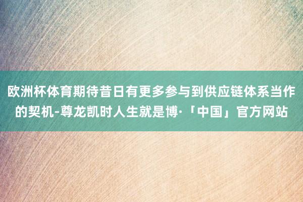 欧洲杯体育期待昔日有更多参与到供应链体系当作的契机-尊龙凯时人生就是博·「中国」官方网站